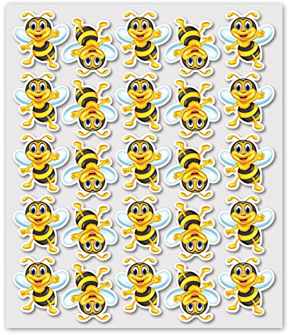 25 Aufkleber lustige Biene - 3 cm hoch auf einem Bogen - für Laptop, Smartphone, Schutzhüllen Deko - Sticker für Kinder - selbstklebende Sticker für Koffer - kfz709