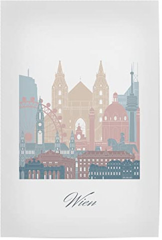 artboxONE Poster 90x60 cm Städte Wiener Skyline in Erdtönen hochwertiger Design Kunstdruck - Bild Wien Boho böhmisch
