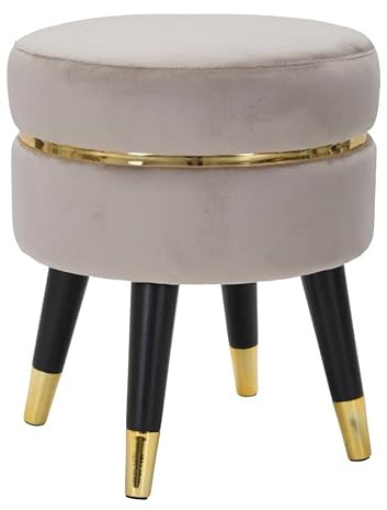 mauro ferretti SGABELLO Paris Grigio/Gold cm Ø 35 x 40,5 cm