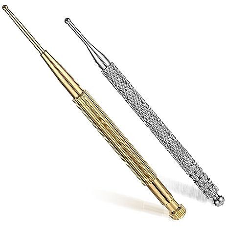 Set di 2 penne per agopressione retrattili per agopuntura, in acciaio inox, a doppia testa, per la terapia delle orecchie (rame argento)