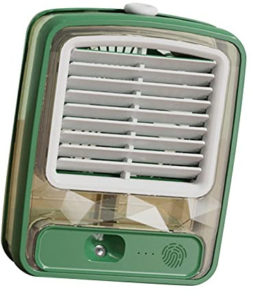 Desk Water Cooled Air Cooler, 3D Spiral Fan Blade Desk Water Cooled Fan ABS for Home (Green)