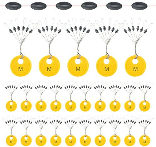 Realure 150/300 STK Gummistopper Angeln 6 in 1 Gummiperlen Angeln Kleine Schnurstopper Angeln Forellen Stopper Angeln für 0,1–0,43mm Linie Stopper Angeln und Sinker Stops Oval (300pcs, M)