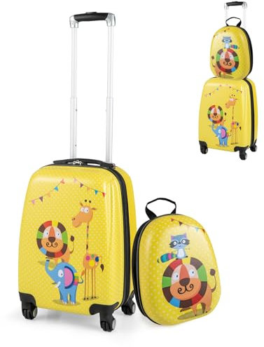 SOARS Kinderkoffer & Rucksack, Kindertrolley mit Rollen & verstellbarem Griff, Koffer Set, Kindergepäck, Reisekoffer Kinder Jungen & Mädchen, für Spielzeug, Kleidung (Zirkus, 12+18)