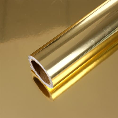 VEELIKE Tapete Gold Klebefolie Metallic Möbelfolie Selbstklebend Folie für Möbel Küchentapete Abwaschbar Aluminiumfolie Küche Wandtapete Luxus Dekorfolie Wohnzimmer Schrank Wanddeko 40cm×300cm
