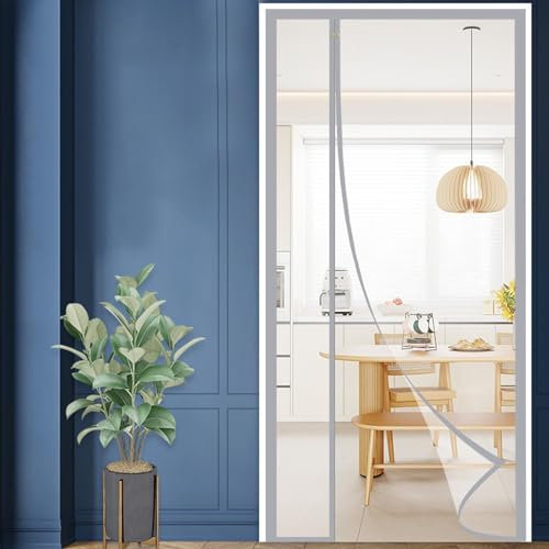 Cortina de Puerta Magnética Cierre Automático Cortina de Puerta Aislante Térmica Invierno Resistente al Viento Cortina de Puerta Antifrío en Cocina y Hogar (95x255cm)