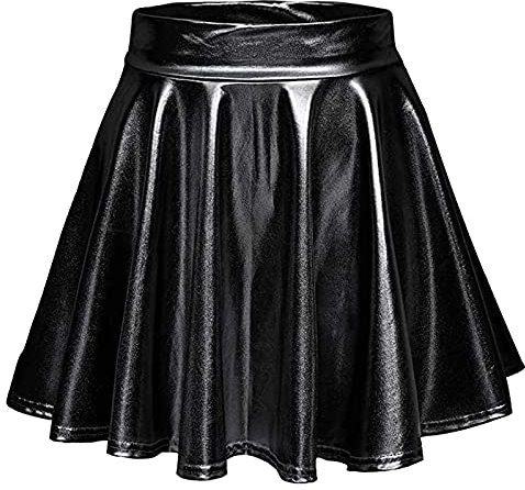 Kobilee Rock Damen - Mini 90er Jahre Karnevalsrock Shiny Rockabilly Röcke Kurz Rave Pailletten Plisseerock Bauchtanz Ausgestellter Glitzerrock für Karneval Party