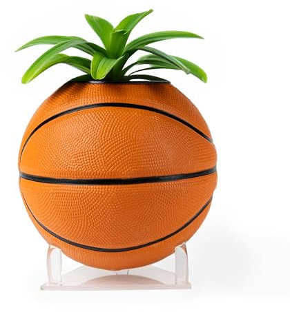 HYPEBEATER CREATIONS Basketball Planter Set - Home Indoor with Sneakerhead Hypebeast Room Decor and a Splash of Hypebeast Decor. Funky Plant Pots for Basketball Room Decor y2k (Orange)