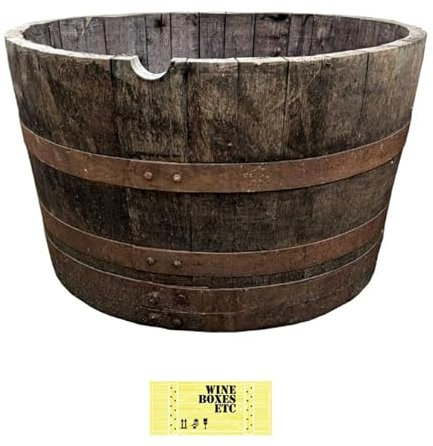 Extra Large Oak Whisky Barrel Tub/Planter – Half Barrel Hogshead - 72cm wide x 45cm tall Approx