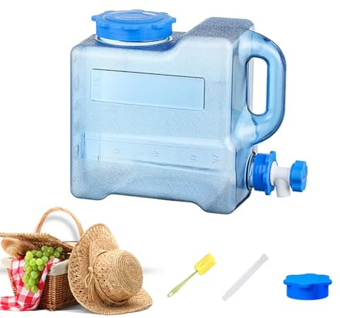 Contenedor de Agua con Grifo, Contenedor de Agua Portátil, Almacenamiento de Agua con Tapa, Bidón de Agua con Grifo, Depósito de Almacenamiento de Agua Camping para Mochila de Senderismo al Aire Libre