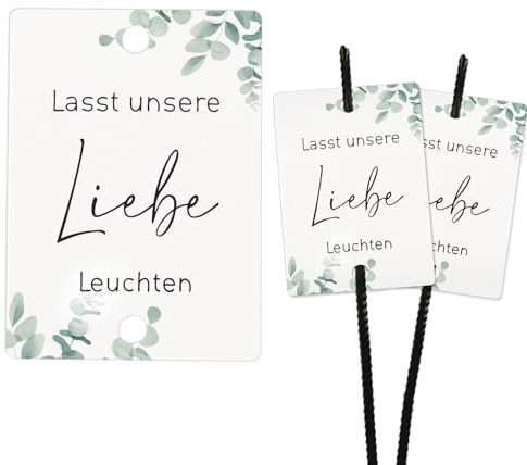 50 Stück Wunderkerzen Hochzeit Etiketten Lasst unsere Liebe leuchten Halter Schilder Kärtchen Wunderkerzenschilder Hochzeitsdeko Gastgeschenke Knicklichtschilder Geschenkanhänger