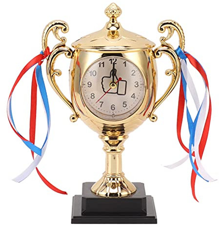WOHPNLE Retro-Uhr, Trophäen-Modell, Wecker, Kleine Dekorative Tischuhren Für Schlafsaal, Schlafzimmer, Wohnzimmer(Gold)