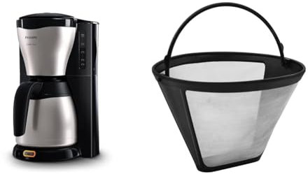 Philips Filterkaffeemaschine – 1.2-Liter-Thermoskanne & Fackelmann Silberton Dauerkaffeefilter Nr. 4, Permanent Filter aus Edelstahlgewebe