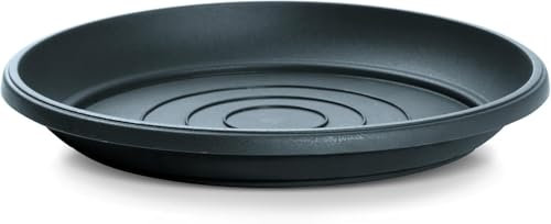 B2C Round Plastic Water Plant Pot Saucer Trays Terracotta Anthracite Weather-Resistant13 sizes 9-54cm (Anthracite, 17cm ⌀)