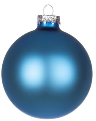Magie di Natale Christbaumkugeln Glas dekoriert Malibu blau matt (6 Kugeln je 8cm)