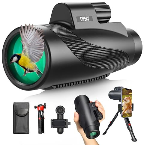 Gosky 15x52 HD Monocular, Monocular for Adults High Powered with Tripod, Monocular Compact with BAK4 Prism & FMC Lens, Bluetooth Camera Remote, Monoculars for Hunting, Bird Watching, Hiking,Traveling
