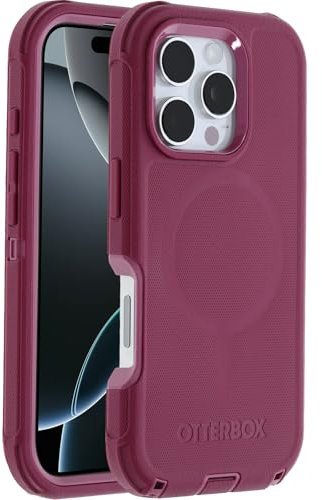 OtterBox Defender Series MagSafe Hülle für iPhone 16 Pro, stoßfest, sturzsicher, extrem robust, Schutzhülle, 7X getestet nach Militärstandard, Rot