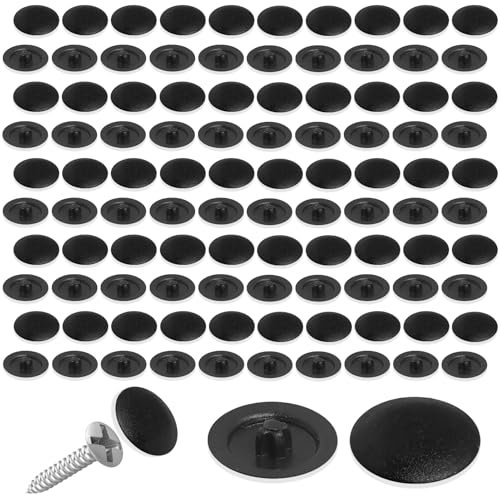 FunWorth 100 Piezas de cubiertas de tornillo, Phillips 12 mm para Tornillos, de 7-8 mm Tapas de Tornillos para Muebles Cubiertas Protectors, Impermeable Protección contra la Corrosión(Negro-100piezas)