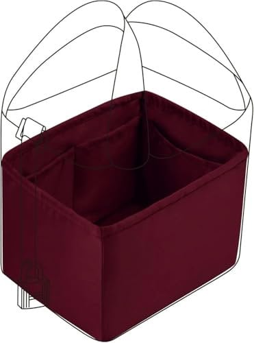 DGAZ Handtasche Tasche Organizer, Seide Innentasche für Picotin 14/18/22/26/31, Seidige Berührung Taschenorganizer Shaper Einsatz (Rouge h, PC31)