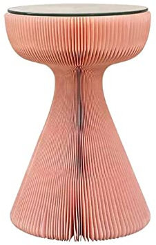 Générique Table Basse Pliable Moderne en Verre pour Patio Et Salon Table D Appoint Pink+Clear Glass