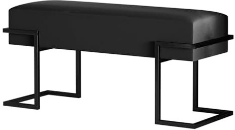 BETTSO - Sitzbank Flur - Bank mit Metall Gestell - 100x34cm - Polsterbank ohne Lehne, Garderobenbank - Sitzpolsterung aus weichem Samt - Pulverbeschichtet - Sitz Schwarz, Gestell Schwarz