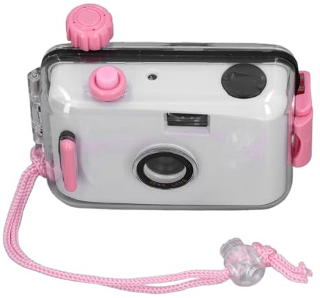Nutriess impermeabile 35mm Reusable Film Camera with Case for Snorkeling Underwater Photography Black and White Film Camera (White Pink)