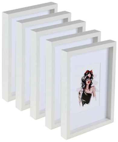 IDEAL TREND 3er 5er Set Holz Bilderrahmen Bilder Foto Rahmen Fotorahmen Wanddeko Collage Poster HR-15: Farbe: 5er Pack Weiß | Format: 21x30