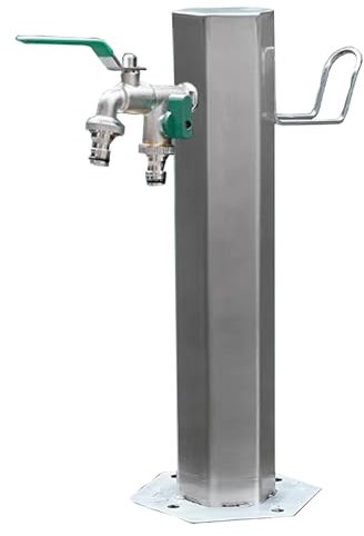 Wassersäule Garten Wasserzapfsäule ，Wassersäule aus Edelstahl for den Außenbereich，Vertikale Wasserzapfsäule Garten mit Doppeltem Wasserauslasshahn(50cm/20in)
