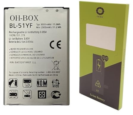 OH-BOX® Akku kompatibel mit LG BL-51YF Modelle G4, G4 Stylus, G4 Dual