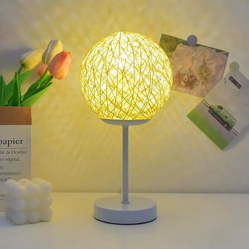 CiCixixi Mond Tischlampe, Dimmbar LED Lampe mit 3 Lichtmodi, Modern USB-betrieben Nachttischlampe Tischdeko für Schlafzimmer Wohnzimmer Schreibtisch Nachttisch (Holz Kugelleuchte)