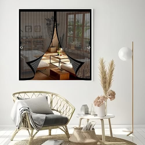 Moustiquaire Enroulable 140 x 140 cm Anti-Moustiques, Anti-Insectes, Maille Ultra-Fine, Installation Facile, Moustiquaire pour Fenetre pour Portes, Différentes Tailles, Noir