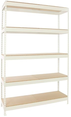 PROREGAL Scaffale per carichi pesanti BIG WOOD YETI FIVE | AxLxP 200x120x75cm | 400kg portata per ripiano | Bianco | Scaffale in metallo Scaffale da cantina