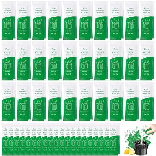 Ligeinsrk Poo Gel for Portable Toilet, 50PCS 10g Absorbent Camping Toilet Gel, Emergency Porta Potty Deodorizer for Outdoor Camping Hiking, Poo for Portable