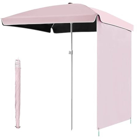 Sombrilla de playa cuadrada con pared lateral, 200 cm, protección UV, sombrilla de mercado al aire libre para camping, uso en el jardín (rosa, 160 cm disponible)