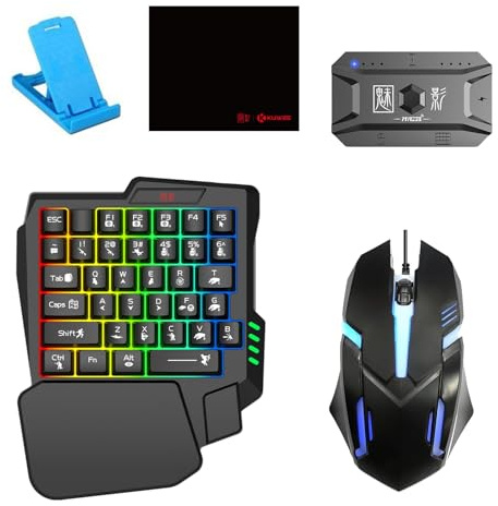 M1 Pro Teclado portátil para juegos móviles y convertidor con conexión BT5 0, 25 teclas, soporte para teléfono con una sola mano, compatible con sistema Android e iOS
