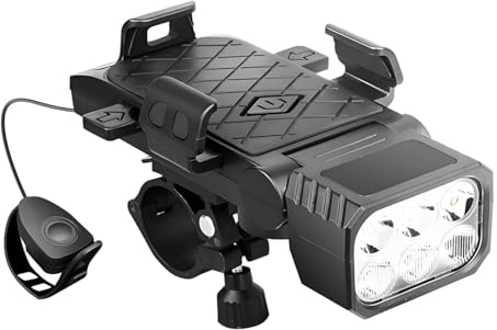 YoQIK Bike Lights for Cube,Bicycle Headlight+Taillight+Bell Speaker+power Bank,LED 1200mAh Rechargeable,for Outdoors Sports Cycling,A