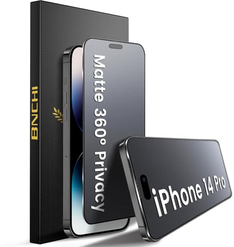 BNCHI 2 Pack for iPhone 14 Pro 360° Privacy Matte Screen Protector, Horizontal and Vertical All Around Anti-Spy 9H Tempered Glass Film, Anti-Glare, Smooth as Silk, Scratch Resistant