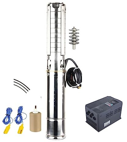 Solar Water Pump, 5.5HP 25000 LPH 91M High Head Deep Well Submersible No Battery Solar Water Pump for Farm Model(4EPSC25/91-D380/4000)