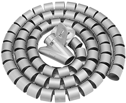 ACOGEDO Flexibler Spiralschlauch, Kabeldraht, Kabelschutz, Drahtaufbewahrung, Silberfarben, 3,0 M * 16 Mm Länge, Entworfener Spiralwickelschlauch, Kabel-Organizer, Drahtwickel, Kabelschutz, (1,5 m *