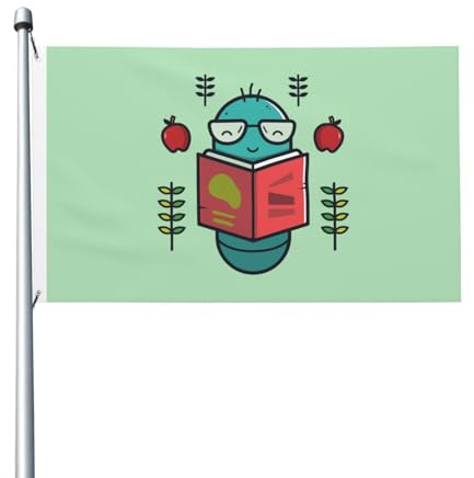 Die Raupe, Die Gerne Bücher Liest Flaggen Doppelseitig Hausflagge Dekorative Fahne 90X150Cm Für Rasen Balkon Veranda