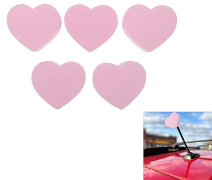 Healeved 5Pcs Heart Car Antenna Topper Cute Universal Antenna Car Topper for Vehicle Exterior Decorations Lightweight Easy Install Auto Accessory for Truck Suv and Easy-to-Spot Parking Lot Charm