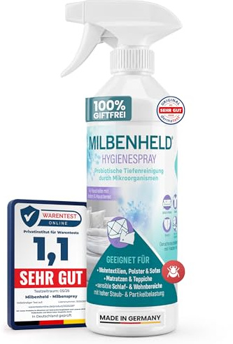 Milbenheld® Milbenspray für Matratzen Bettwäsche Polster 500ml - SOFORTEFFEKT & 100% GIFTFREI - Anti Milben Spray als Allergie Spray für Allergiker gegen Hausstaubmilben