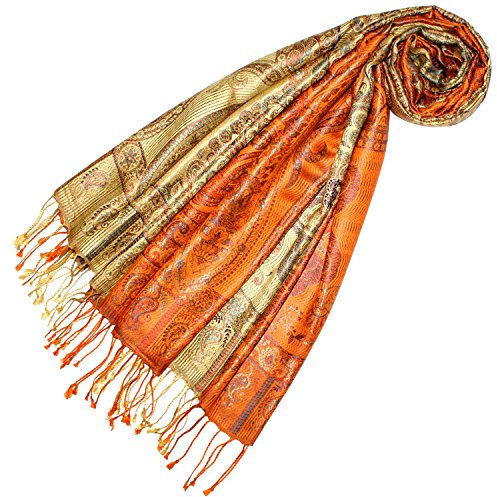 Lorenzo Cana Pashmina Damenschal Schaltuch jacquard gewebt 100% Seide 70 cm x 190 cm Paisleymuster Seidenschal Seidentuch Seidenpashmina 78516