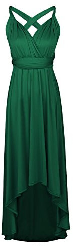 FYMNSI Damen Multiway Hi-Lo Abendkleider Hochzeit Brautjungfernkleid Lange Partykleid Cocktailkleid Cabrio Wickelkleid V-Ausschnitt Festlich Kleid Rückenfrei Neckholder Maxikleid Sommer Strandkleid