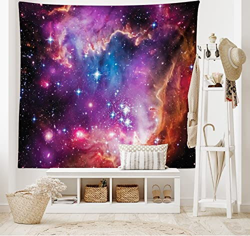 ABAKUHAUS Kosmos Wandteppich und Tagesdecke, Magellansche Wolke Stern aus Weiches Mikrofaser Stoff Waschbar ohne Verblassen Digitaldruck, 230 x 140 cm, Lila Blau