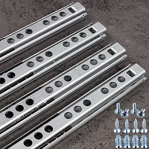 Stahlia Schubladenschienen (4 Stück) Stahl Teilauszug 17mm Nut Länge: 342mm Auszugsschienen Schubladenauszug Schrankauszug Gleitschiene Teleskopschienen