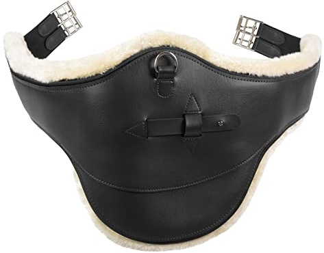 HORZE Atlanta Stollenschutz-Sattelgurt Mit Fleecefutter, Sattelgurt, Künstliches Lammfell, Größe 40-150 cm, Braun, Schwarz, Schwarz, 120