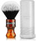 Anbbas Rasierpinsel Vegan mit Reisedose für Rasierpinsel Classic Nylon Fibre Harzgriff Größe Shaving Bürste (Knot 24mm) (Bernstein)
