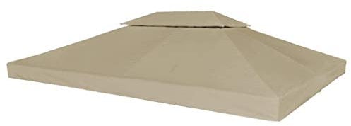 yorten 2-Stufiges Pavillondach Ersatzdach Pavillon Dach mit PVC-Beschichtung Wasserdicht 310 g/m² 4 x 3 m (L x B) Taupe für Pavillon Gartenzelt