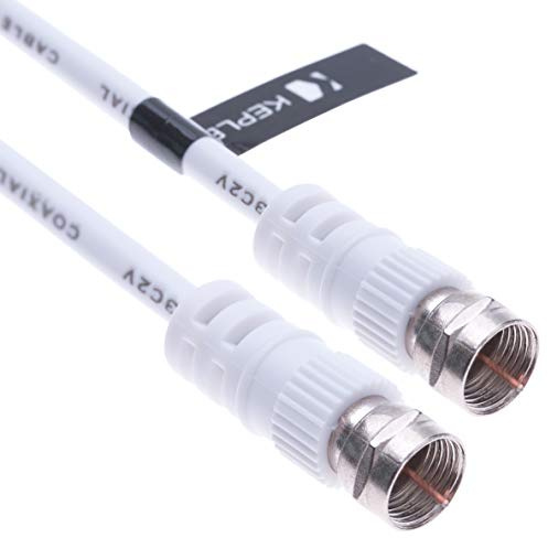 Keple Koaxialkabel auf M-Stecker F-F Pin Steckverbinder für Satelliten Sat Bosch SkyDSL Unitymedia TV HDTV DVB DVD Radio/Koax Aerial Freeview Coaxial Coax Antenne Adapter Kabelfernsehe – 1 m Weiß