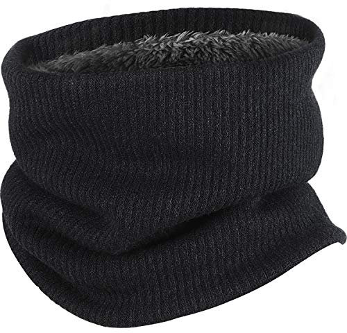 SATINIOR Fleece Nackenwärmer Futter Hals Gamasche Winter Kreis Schal für Männer Frauen (Schwarz)